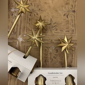 2 Sets- Threshold Gold Starburst Candleholder Set